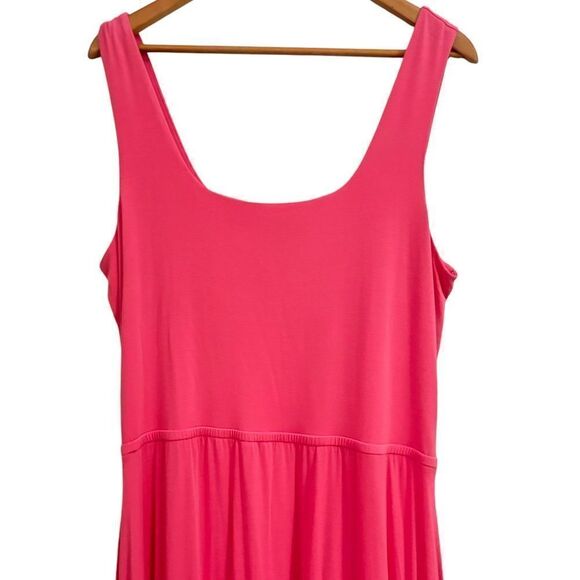 Jason Wu J Pink Tank Loose Tiered Midi Stretch Comfort Sundress Dress w Pockets - Picture 2 of 10